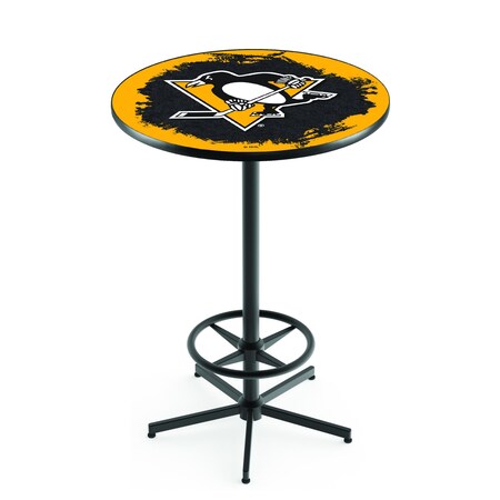 Holland Bar Stool Co 42" Black Pittsburgh Penguins Pub Table L216B4228PitPen